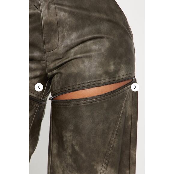 Fashion Nova Gray Western Moves Convertible Faux Leather Pants Women’s Medium - Picture 2 of 12